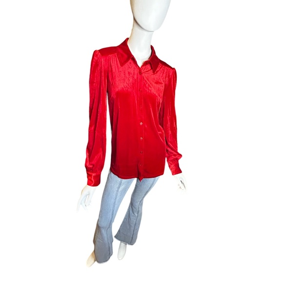 NWT ModCloth Red Velvet Be Buzzworthy Blouse Large - Picture 4 of 11